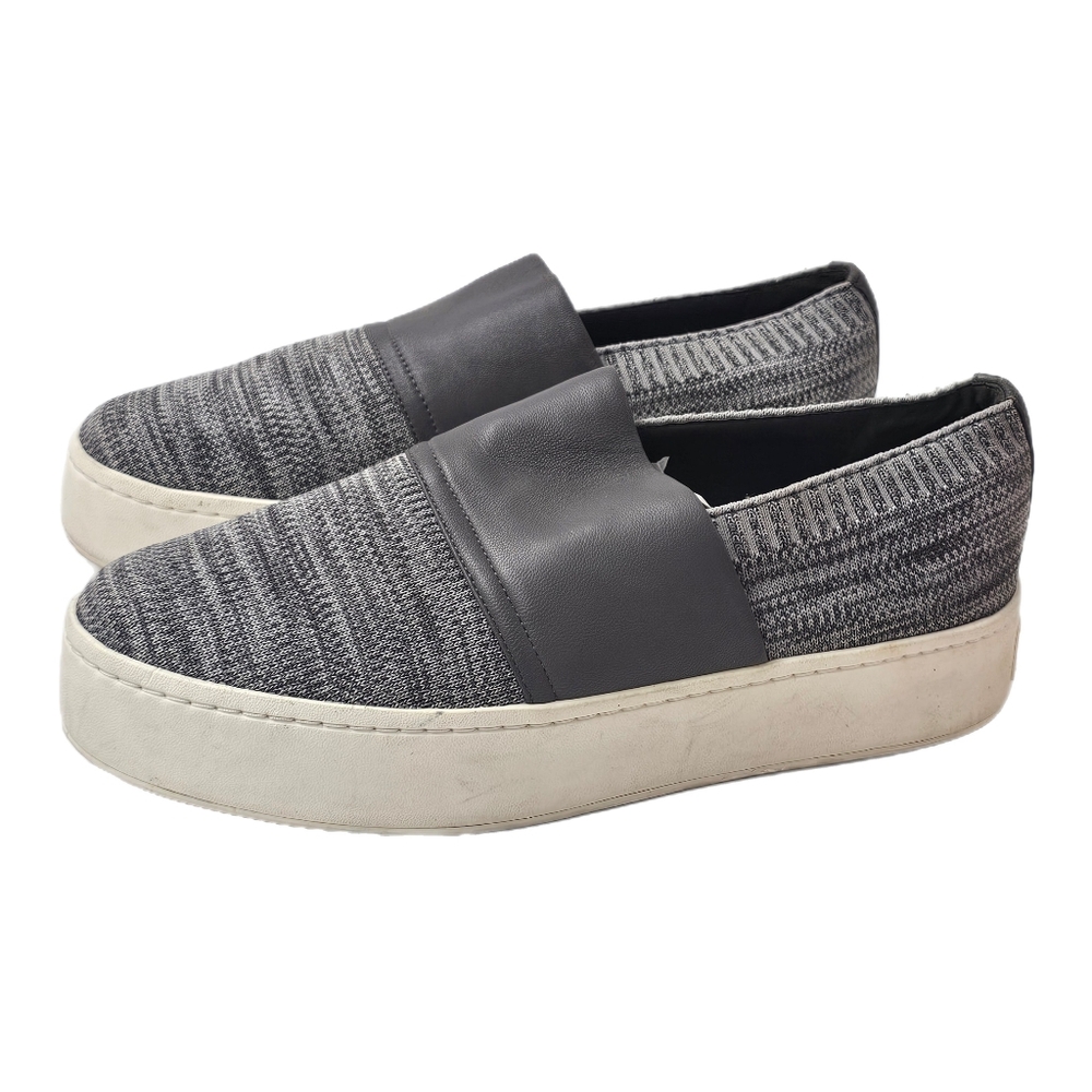 Vince Ward Knit & Leather Slip-On Platform Sneakers Women’s 9 Marled Gray